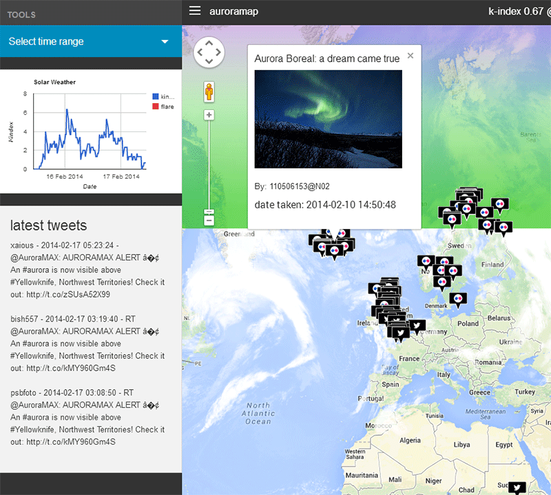 AuroraMap A live aurora forecast map with places to view the Northern